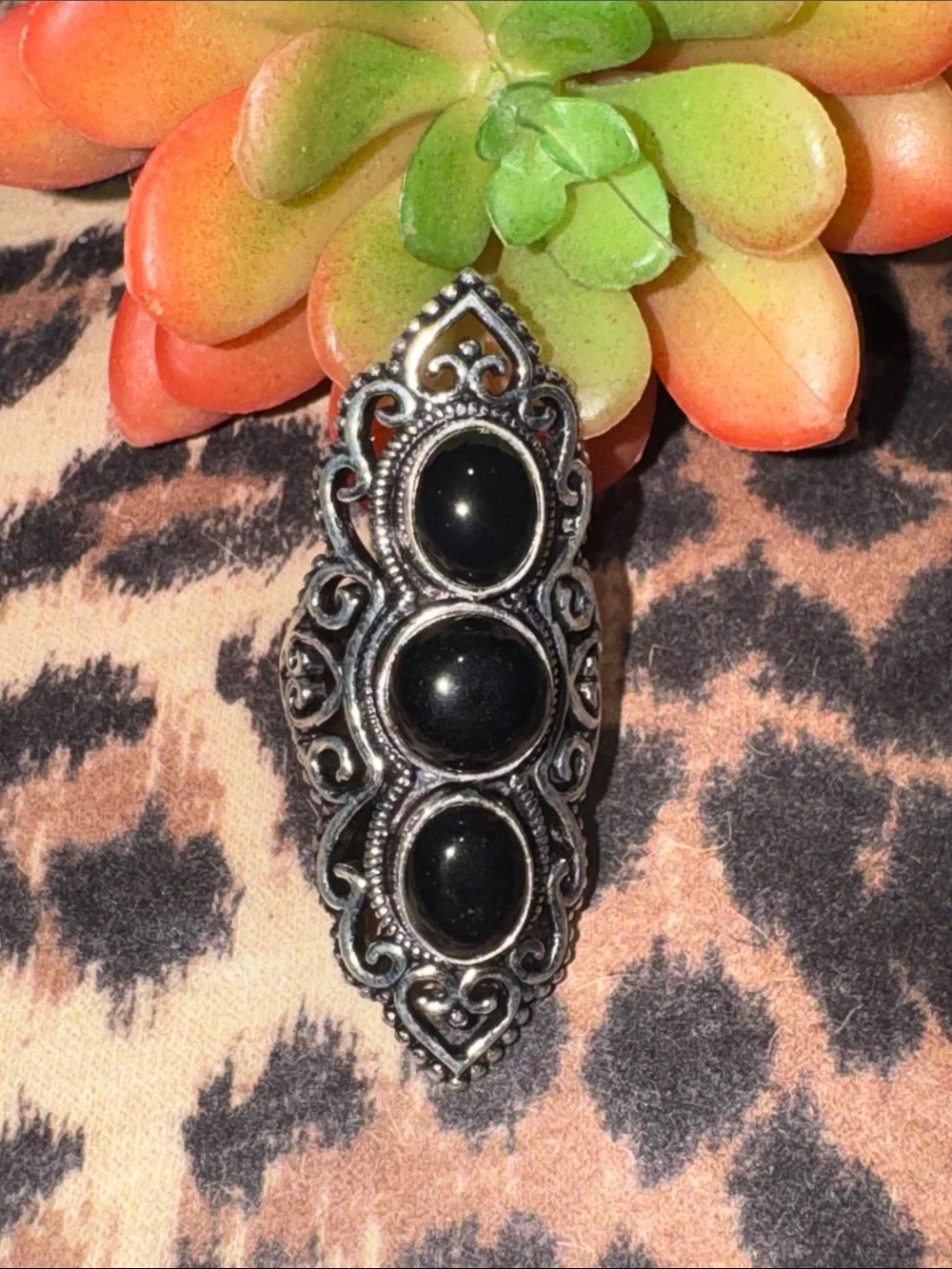 Huge Silver Onyx Ring